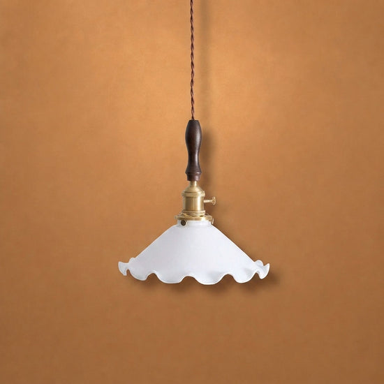 Modern Walnut and Brass Pendant Light