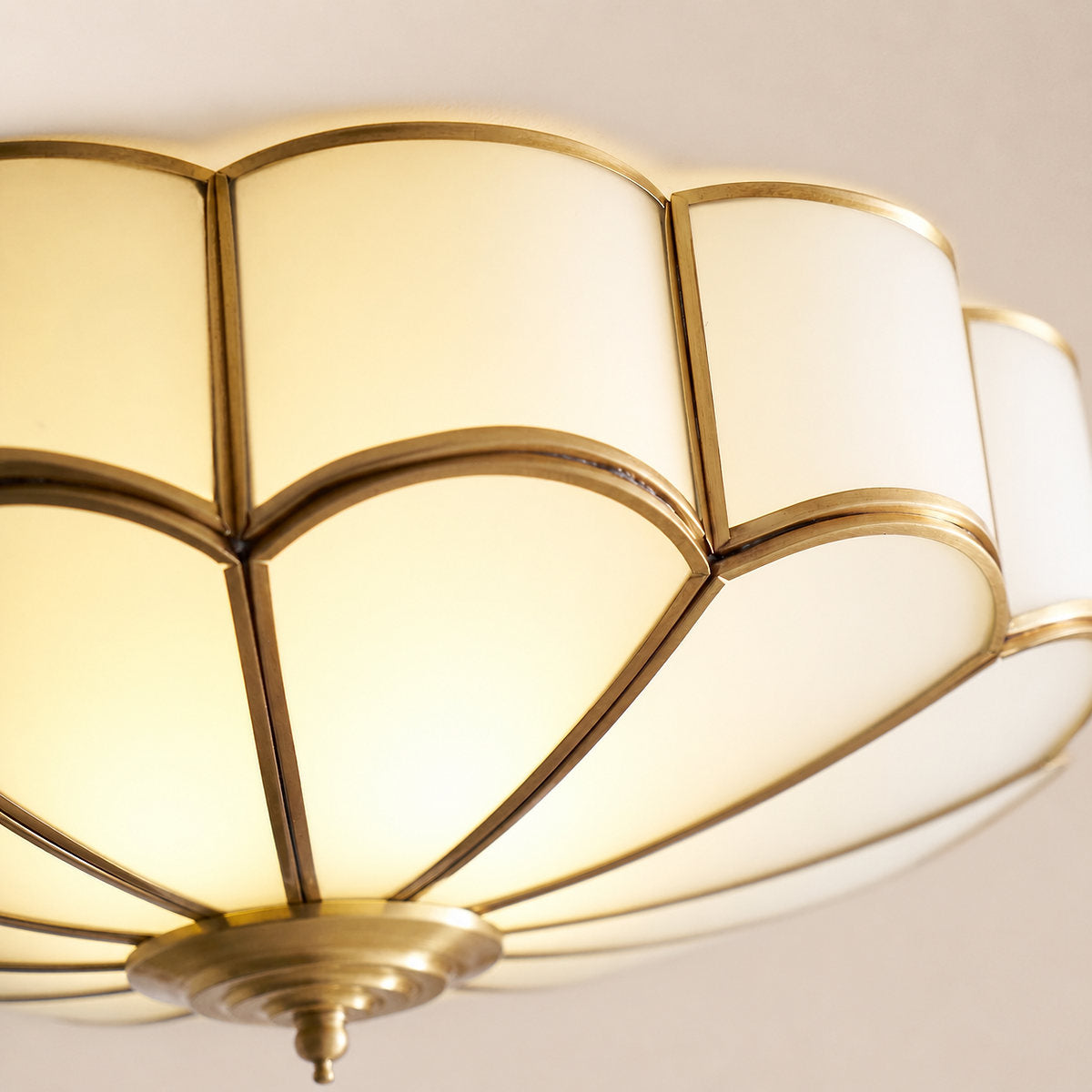 Flower Shape Glass Recessed Ceiling Light, 13.8~23.6-Inch x H 6.1`7.9-Inch, Brass & White for Living Room