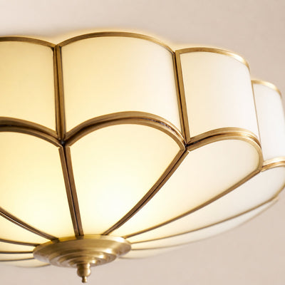 Flower Shape Glass Recessed Ceiling Light, 13.8~23.6-Inch x H 6.1`7.9-Inch, Brass & White for Living Room