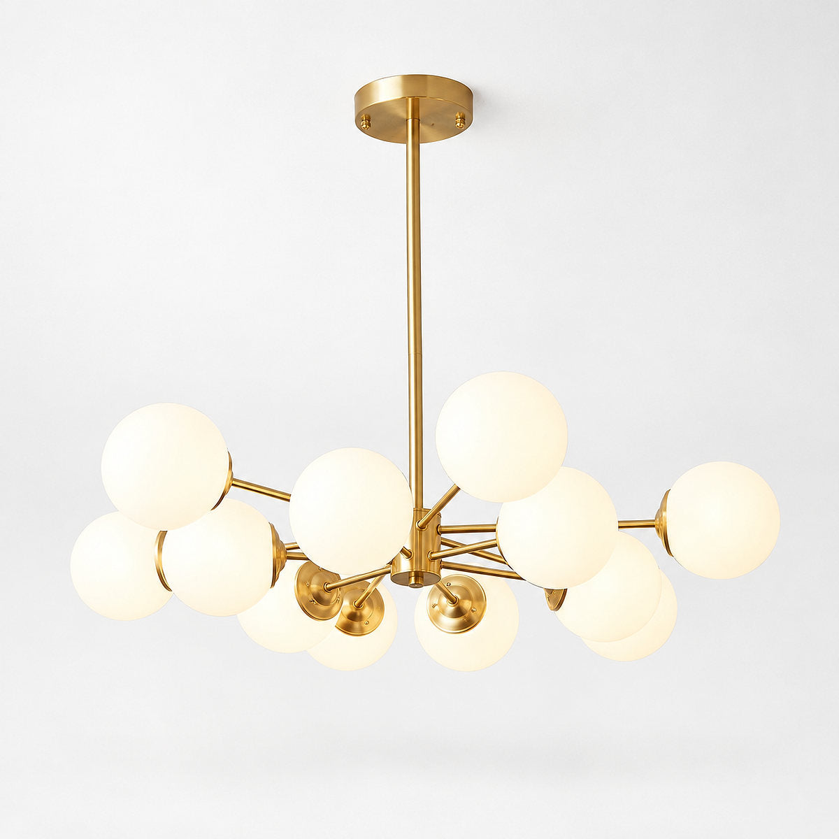 Frosted Glass Orb Brass Chandelier