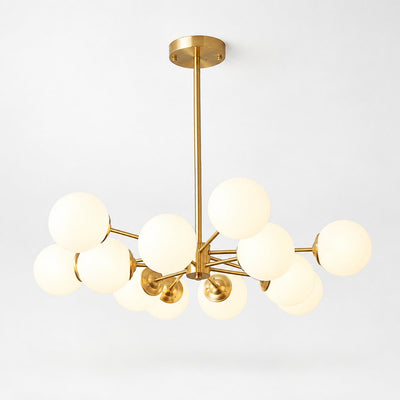 Frosted Glass Orb Brass Chandelier