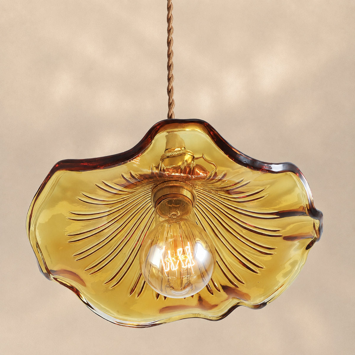 Artisanal Glass Hibiscus Flower Swag Pendant US Plug for Dining Room & Living Room