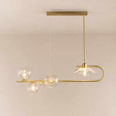 Tricolordeer Gold Metal and Glass Chandelier