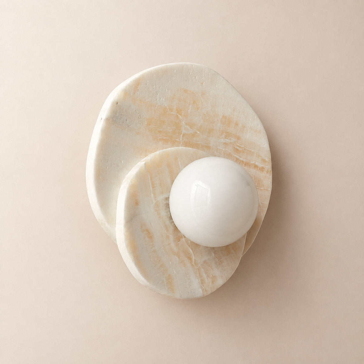 Astr Stone Wall Lamp, 9.8-Inch, Beige Alabaster for Living Room & Dining Room