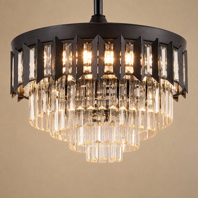 Tricolordeer Retractable Acrylic Blade Crystal Chandelier Ceiling Fan