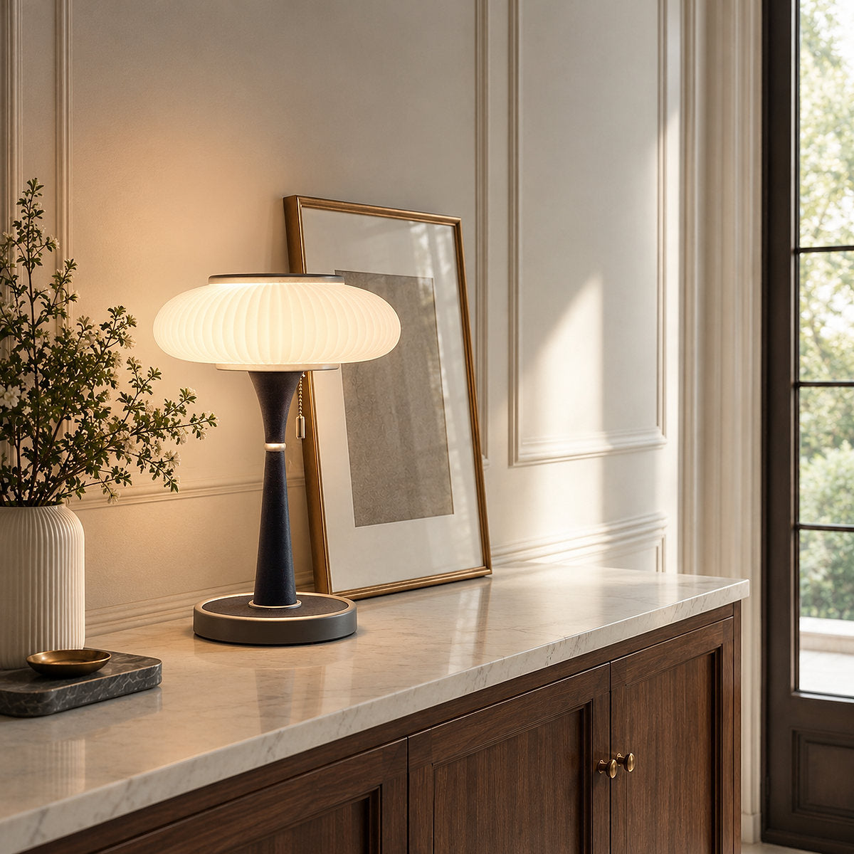 Mushroom-Cap Glass Plug-In Table Lamp