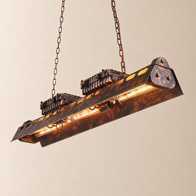 Rectangular Rust Iron Steampunk Chandelier