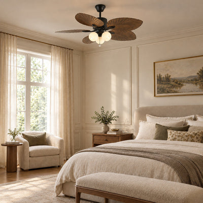 Tricolordeer Island Wooden Ceiling Fan Light