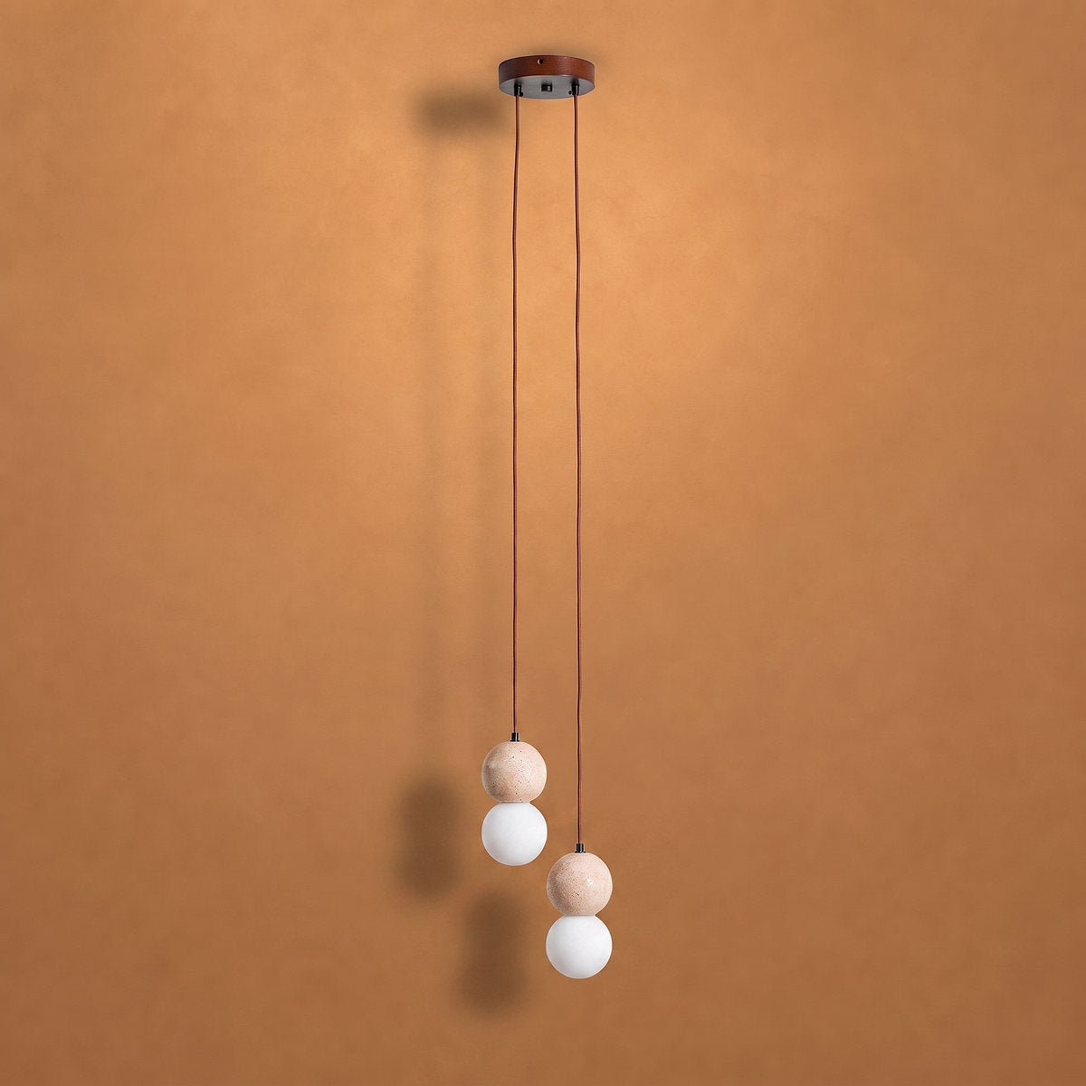 Camille Travertine Pendant Light,1 Light-11 Lights Yellow Travertine & White for Dining Room & Living Room