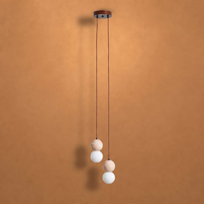 Camille Travertine Pendant Light,1 Light-11 Lights Yellow Travertine & White for Dining Room & Living Room