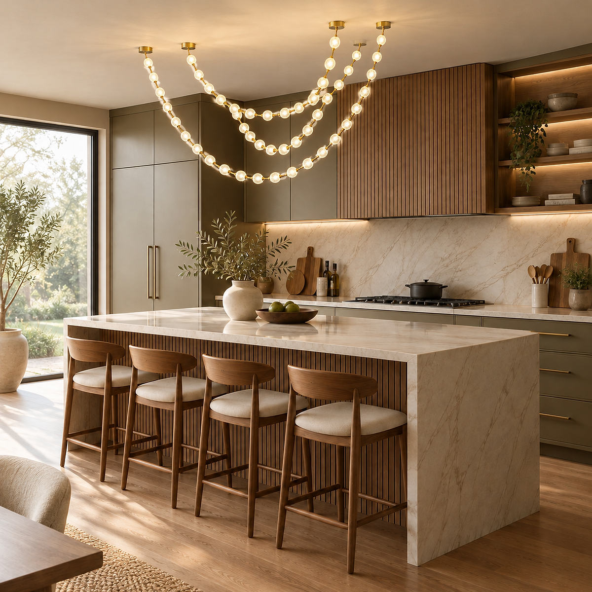 Draped Acrylic Sphere Link Chandelier
