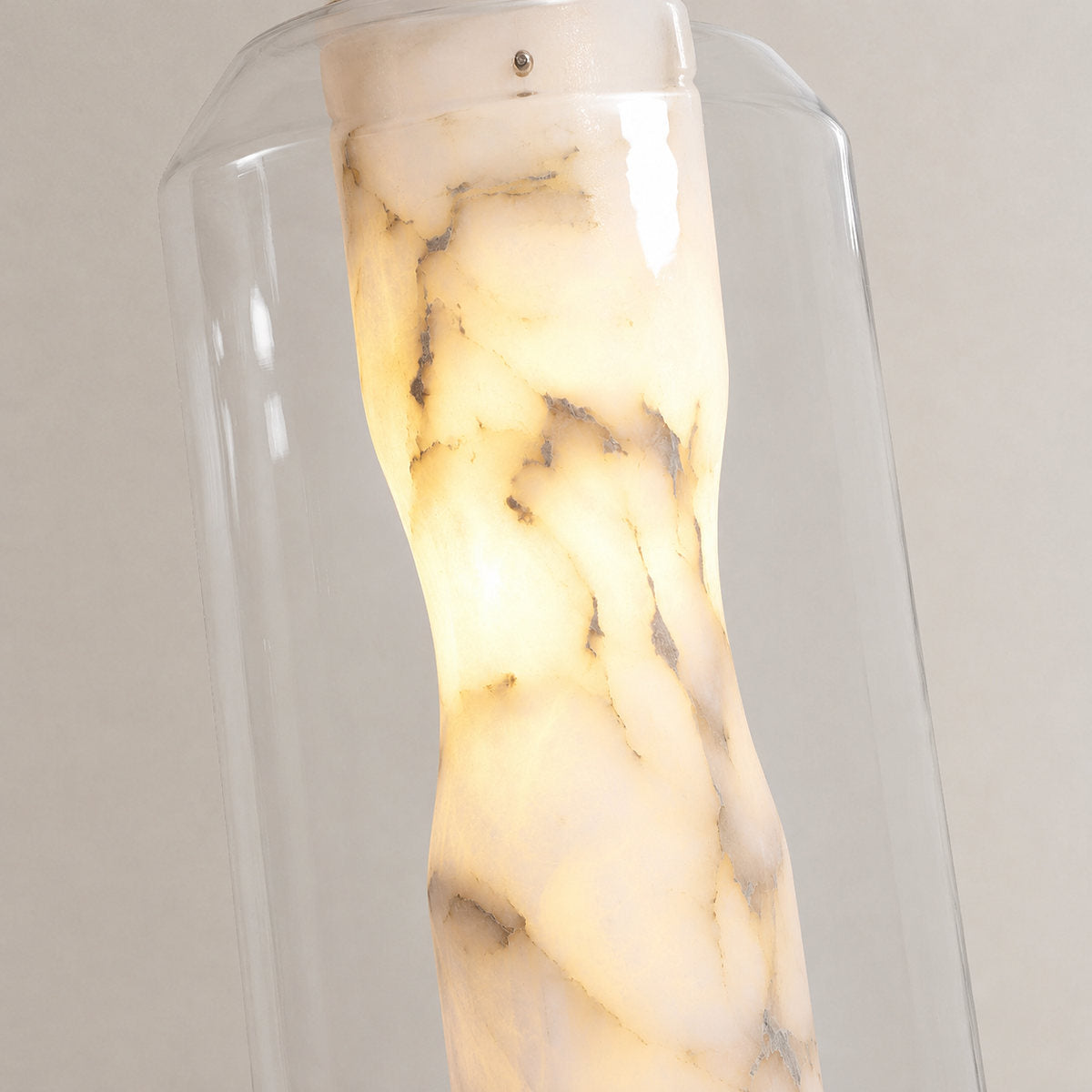 Cylinder Pendant Light in Alabaster and Glass