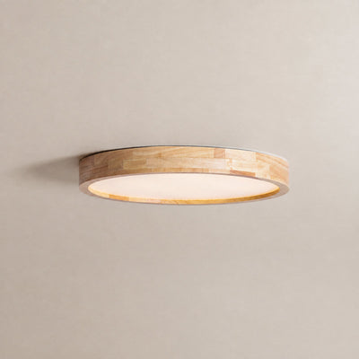 Wooden Geometric Ceiling Light, 11.8-Inch x H 2.3-Inch, Wood for Living Room