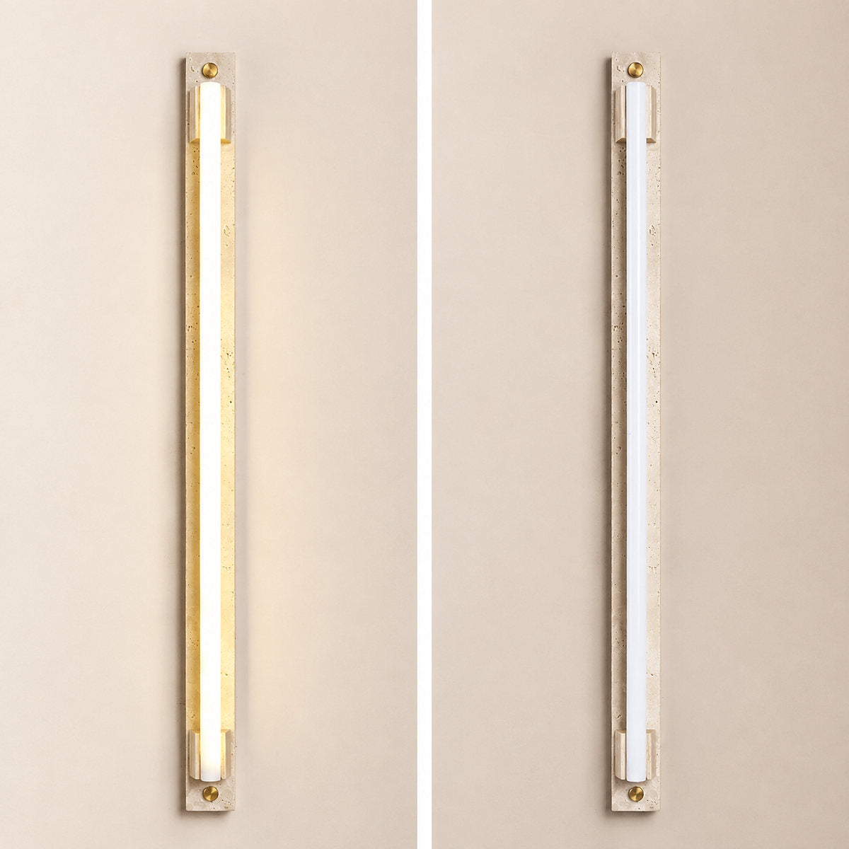 Caelum Light Bar Wall Lamp, 1.9-Inch x H 23.6-Inch, Wood & Yellow Travertine, Warm Light for Living Room & Dining Room
