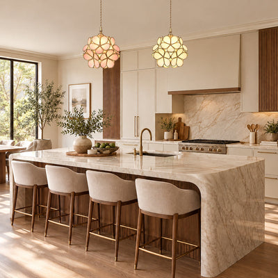 Petal-Shaped Glass Pendant Light with Brass Fitting