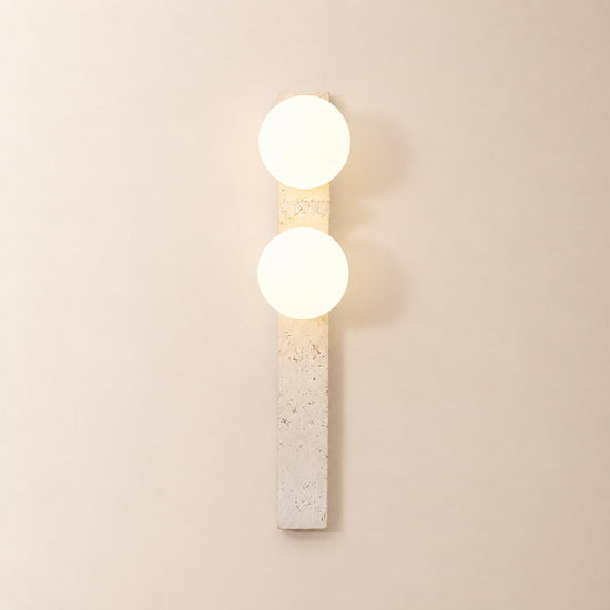 Asymmetrical Travertine Wall Lamp, 2.3-Inch x H 19.7-Inch, Yellow Travertine for Living Room & Dining Room