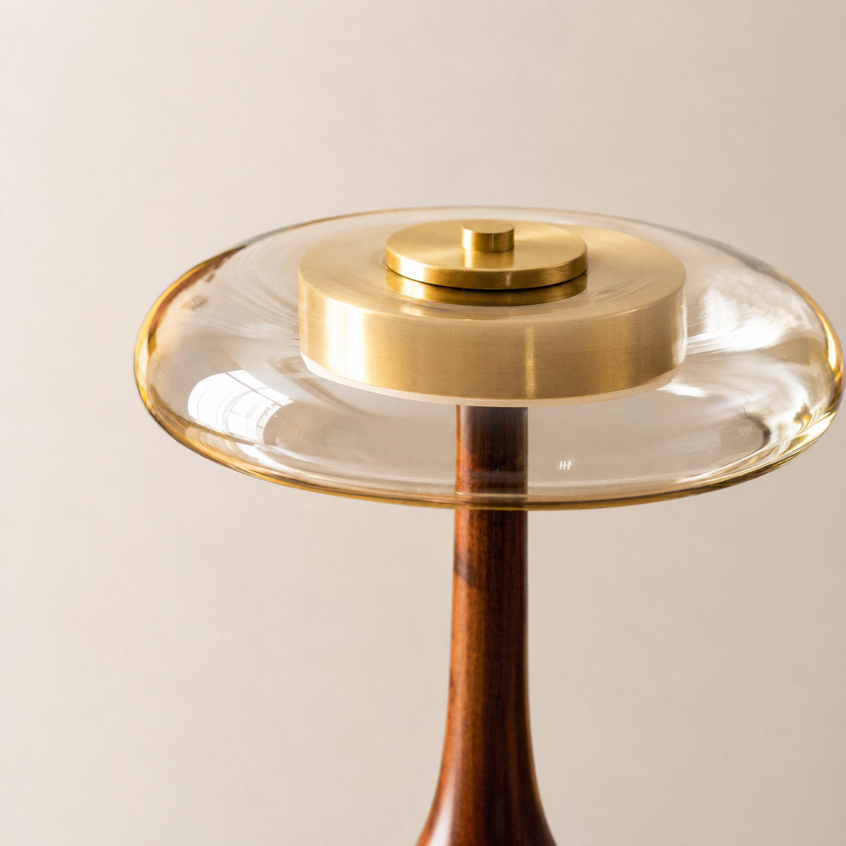 Tricolordeer Amber Glass Wood Table Lamp