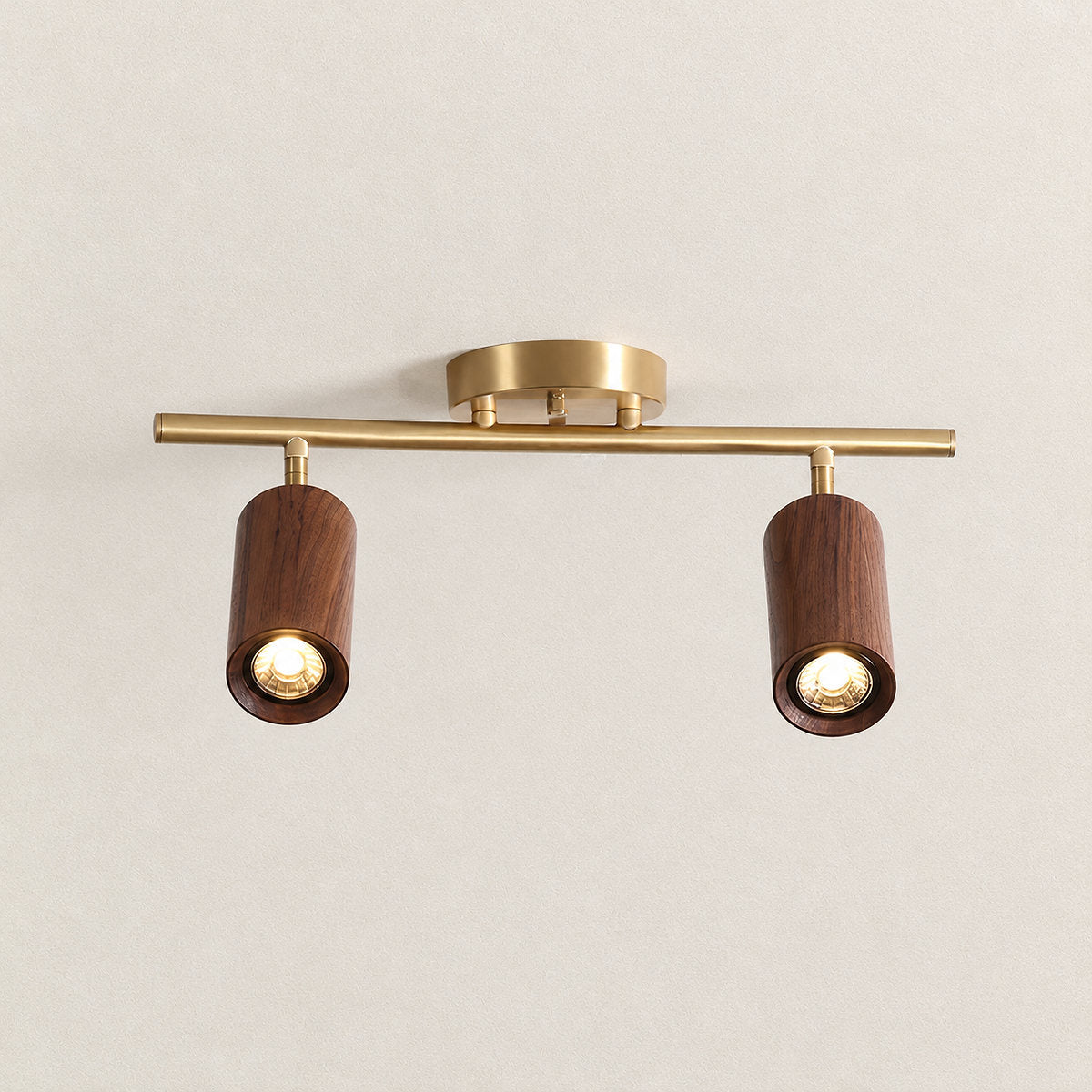 Tricolordeer Gold Brass Ceiling Light: Walnut Wood, 1–4 Heads
