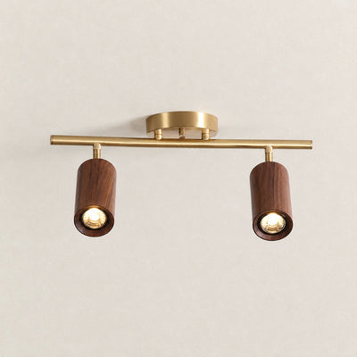 Tricolordeer Gold Brass Ceiling Light: Walnut Wood, 1–4 Heads