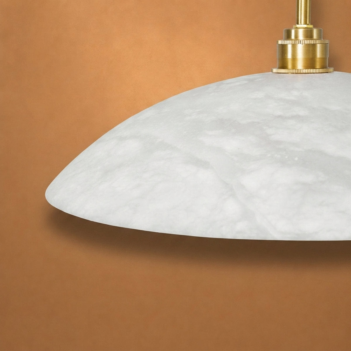 Alabaster Dome Pendant Light Brass & White for Dining Room & Living Room