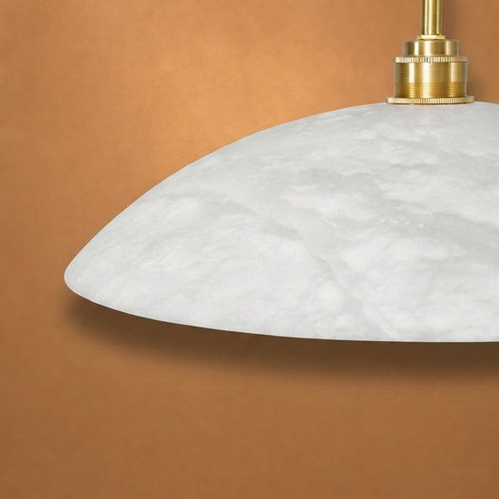 Alabaster Dome Pendant Light Brass & White for Dining Room & Living Room