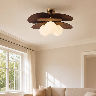 Aurelian Bloom Ceiling Fan Light, 19.7~23.6-Inch x H 11.8-Inch, Dark walnut & White for Living Room