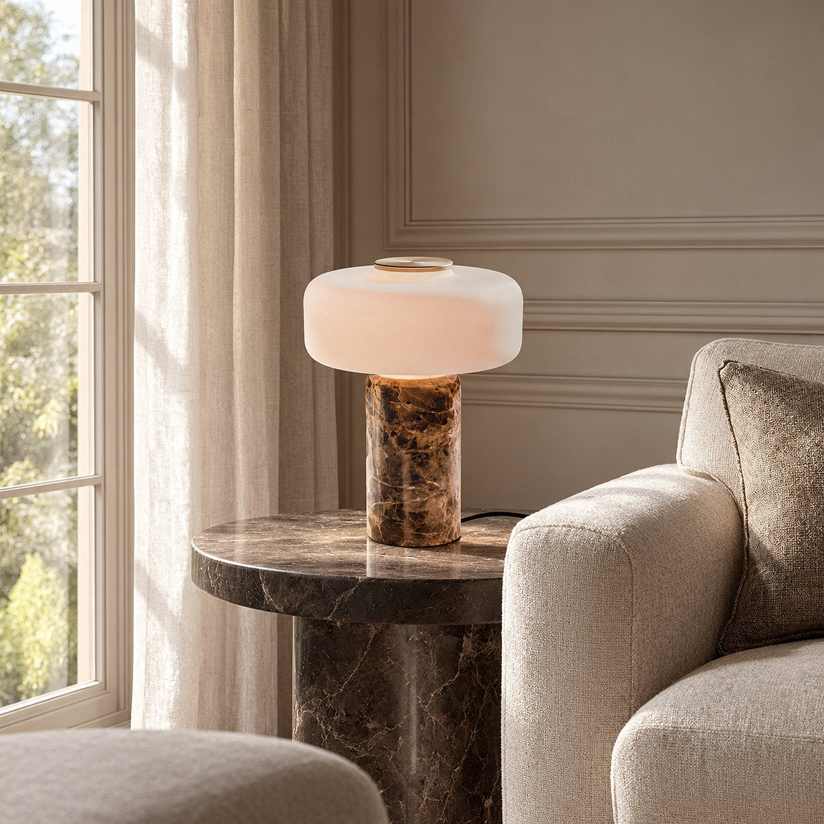 Tricolordeer Marble and Glass Table Lamp