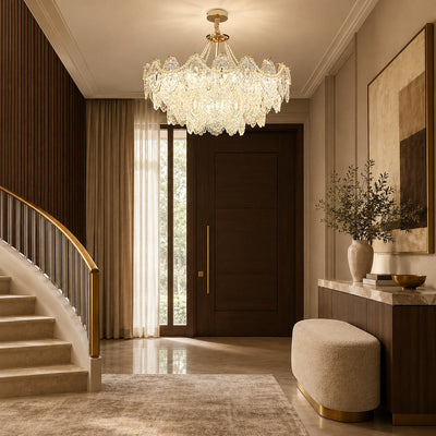 Gold Glass Drop Chandelier