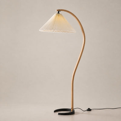 Tricolordeer Beech Wood and Linen Floor Lamp