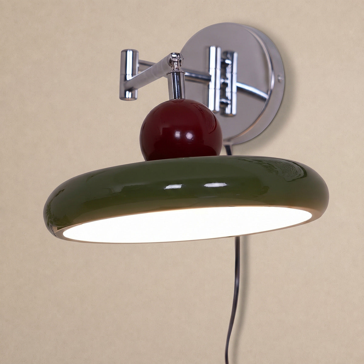 Lola Plug-in Wall Lamp, 7.9-Inch x H 4.7-Inch, Green, Warm Light & US Plug for Bedroom & Living Room