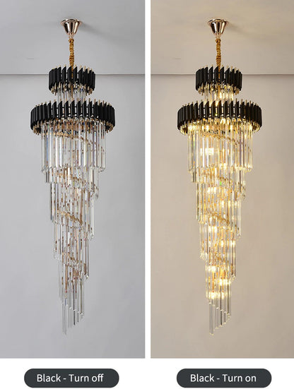 Classic Large Multi-layered Spiral Crystal Chandelier for Foyer/ Staircase