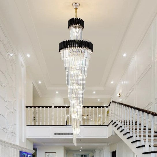 Classic Large Multi-layered Spiral Crystal Chandelier for Foyer/ Staircase