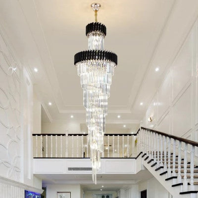 Classic Large Multi-layered Spiral Crystal Chandelier for Foyer/ Staircase
