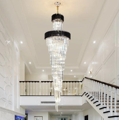 Classic Large Multi-layered Spiral Crystal Chandelier for Foyer/ Staircase