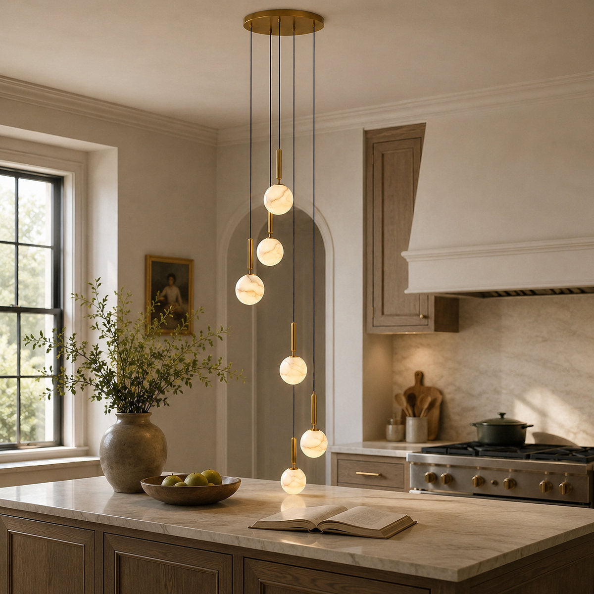 Alabaster Globe Pendant Light Collection for Dining Room & Living Room