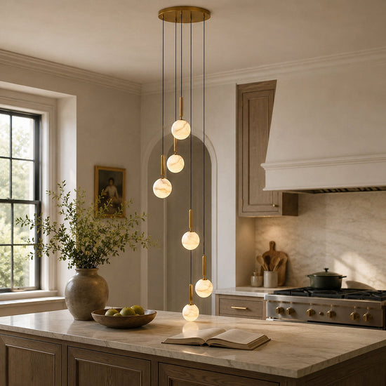 Alabaster Globe Pendant Light Collection for Dining Room & Living Room