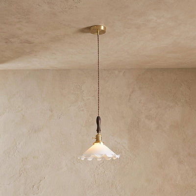 Modern Walnut and Brass Pendant Light