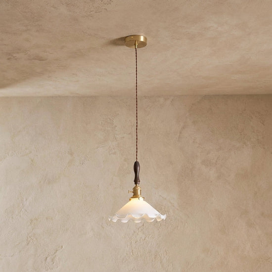 Modern Walnut and Brass Pendant Light