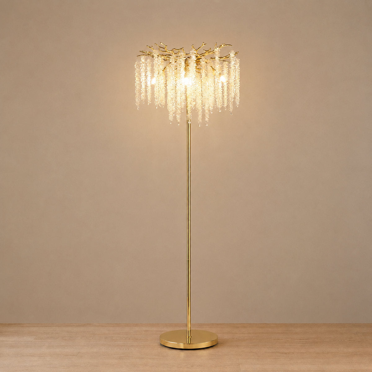 Tricolordeer Gold K9 Crystal Floor Standing Chandelier