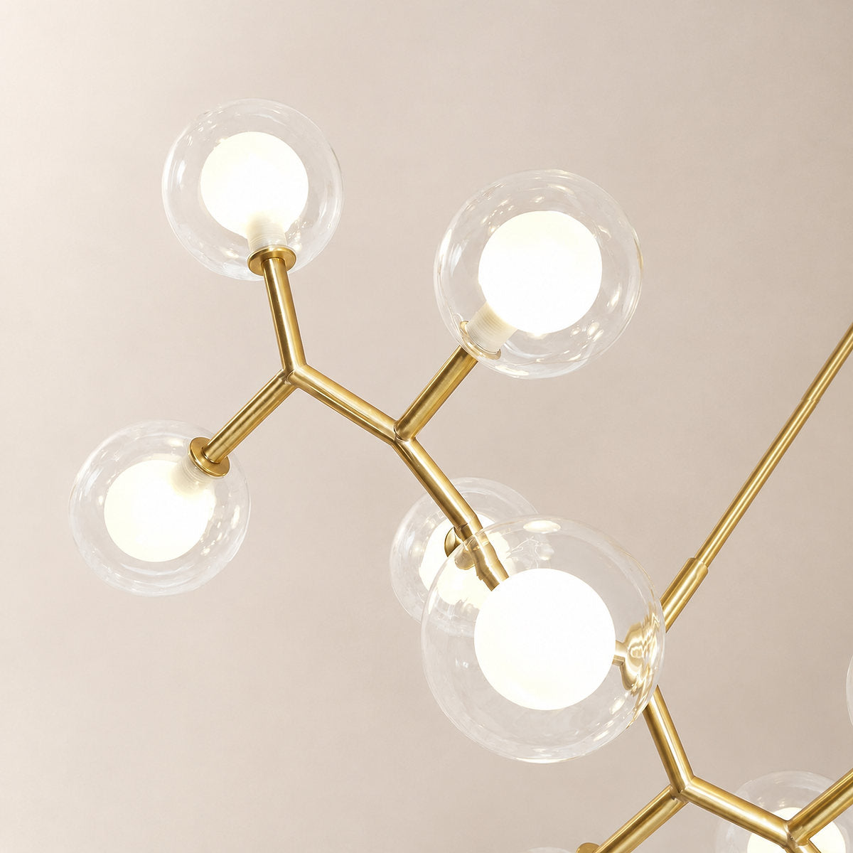Golden Branch Glass Globe Chandelier