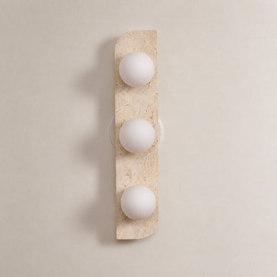 Elysian Travertine Wall Lamp, 3.9-Inch x H 7.1~18.9-Inch, Yellow Travertine & White for Living Room & Dining Room