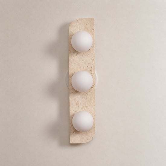 Elysian Travertine Wall Lamp, 3.9-Inch x H 7.1~18.9-Inch, Yellow Travertine & White for Living Room & Dining Room
