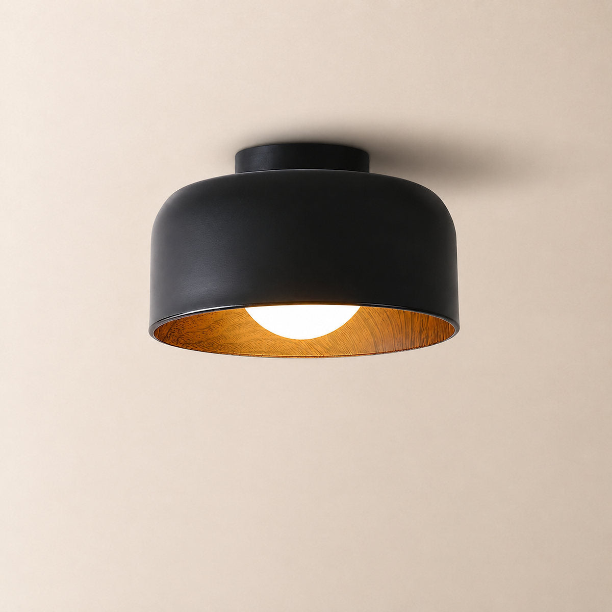 Lumosphere Ceiling Light, 8.7-Inch x H 5.1-Inch, Black & Walnut Grain Hydrographics for Living Room