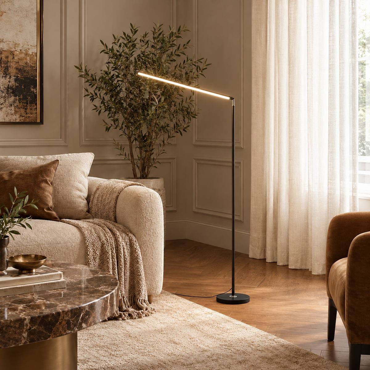 Linear Minimalist LED Reading Floor Lamp