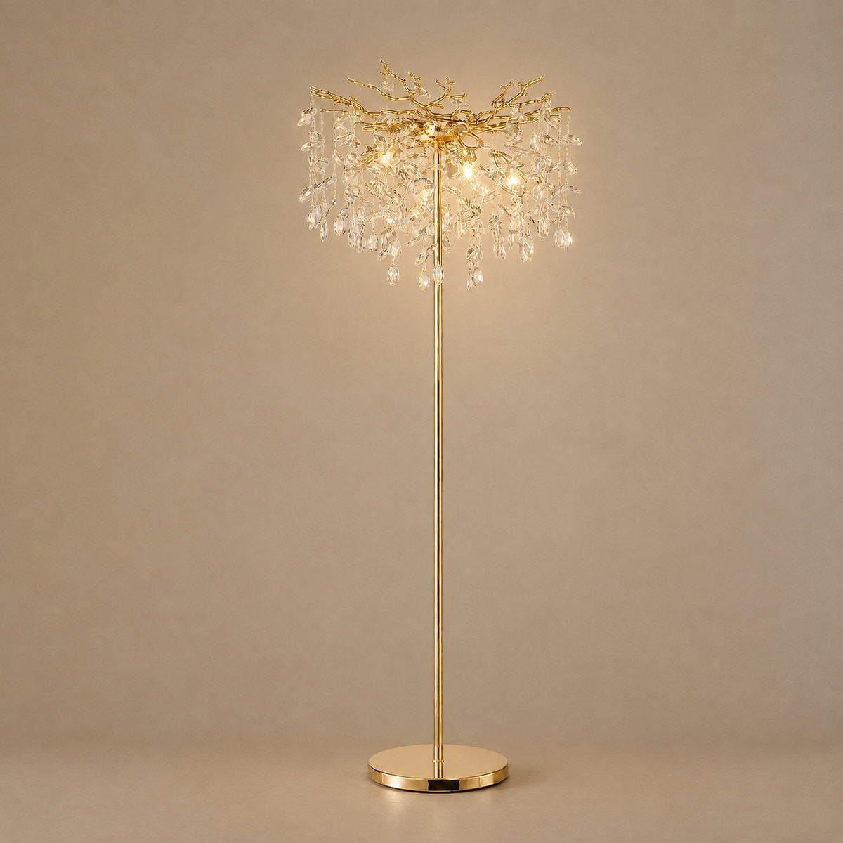 Tricolordeer Gold K9 Crystal Sculptural Floor Light