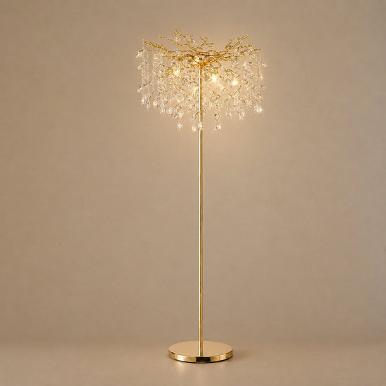 Tricolordeer Gold K9 Crystal Sculptural Floor Light