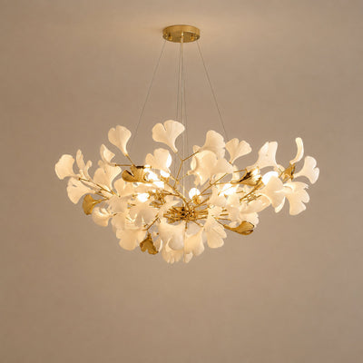 Linear Ginkgo Chandelier – Ceramic-Like Matte Finish