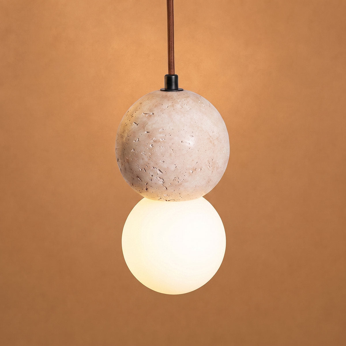 Camille Travertine Pendant Light,1 Light-11 Lights Yellow Travertine & White for Dining Room & Living Room
