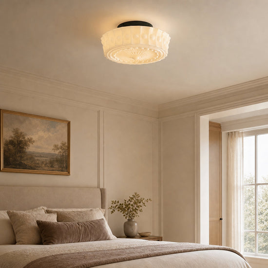 Charles Edwards Ceiling Light, 14.2~17.7-Inch x H 7.1~7.5-Inch, Black & Beige for Living Room