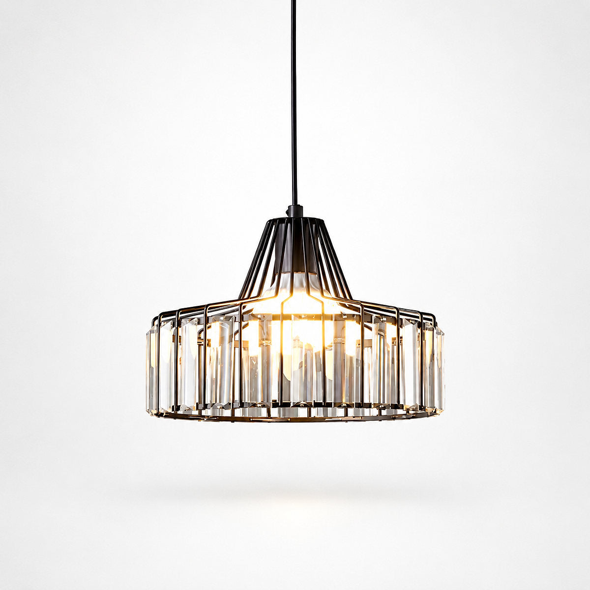 Round Crystal Drum Pendant Light for Dining Room & Living Room